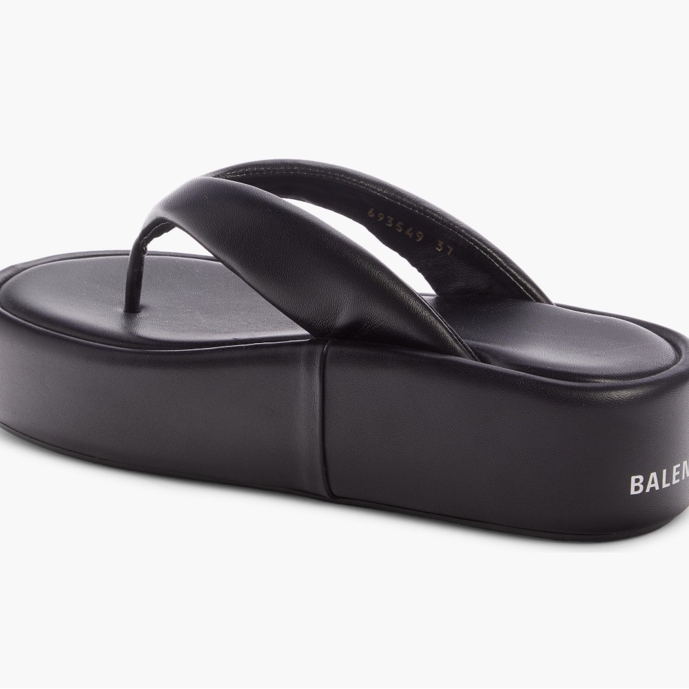 Balenciaga Black Leather Platform Sandals - Picture 5 of 8